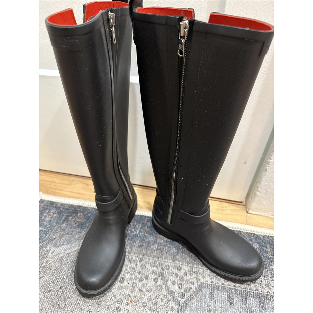 Rag & Bone Tall Moto Rain Riding Wellie Boot Black Women's size 35